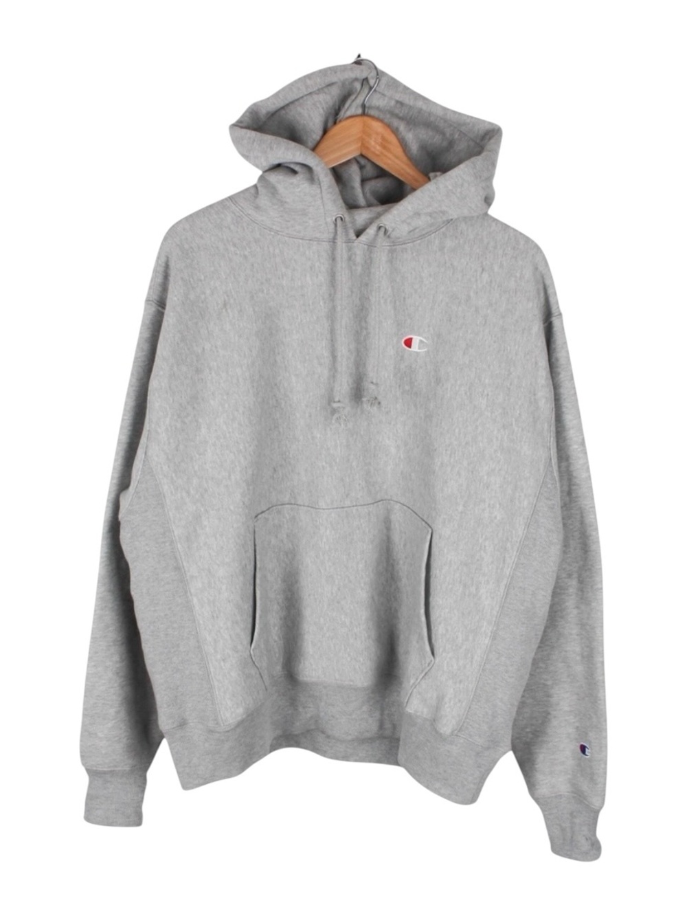 Champion Reverse Weave‎ Hoodie Sweatshirt Gray Embroidered Logo Men's Large